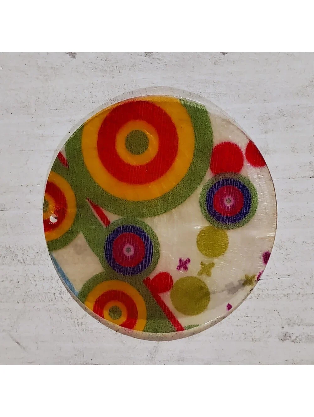 Retro Hippy Circles 50mm Capiz Shell Pendant Focal Bead